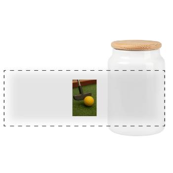 Sport - Minigolf - Boîte à biscuits avec couvercle en bois - blanc - Devant