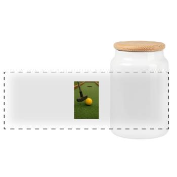 Sport - Minigolf - Boîte à biscuits avec couvercle en bois - blanc - Devant