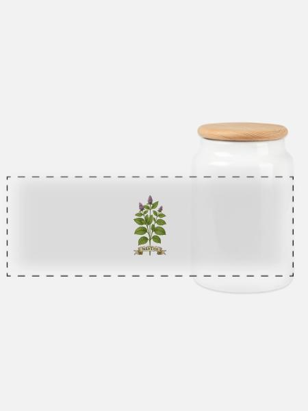 Mentha piperita | Frischer Atem der Natur - Panorama Keksdose mit Holzdeckel - Weiß