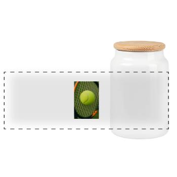 Sports - Tennis - Boîte à biscuits avec couvercle en bois - blanc - Devant