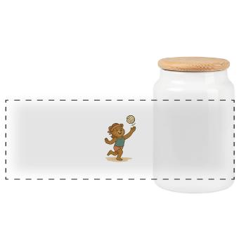 Beach volleyball - Bear - Panoramic Cookie Jar with Wooden Lid - white - Front