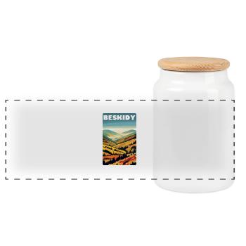 Beskydy Mountains Poland Landscape - Panoramic Cookie Jar with Wooden Lid - white - Front