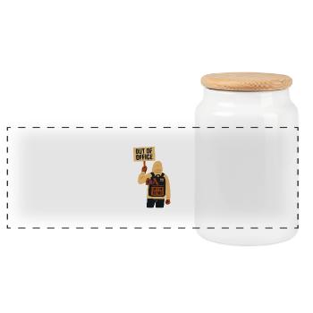 Out of Office, sur la démo. - Boîte à biscuits avec couvercle en bois - blanc - Devant