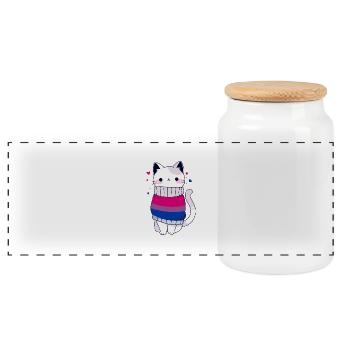 Bisexual Cat Bi Queer LGBTQ CSD Pride Month - Panoramic Cookie Jar with Wooden Lid - white - Front