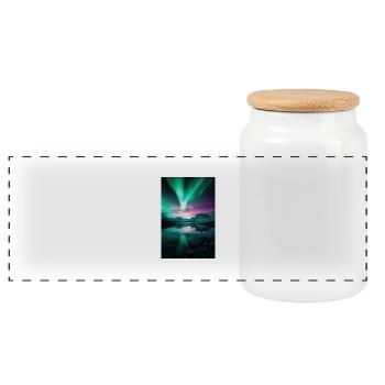 Aurora Over Arctic Peaks - Panoramic Cookie Jar with Wooden Lid - white - Front