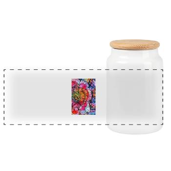 Blumen - Panorama Keksdose mit Holzdeckel - Weiß - Vorne