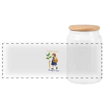 Prêt à apprendre, prêt à grandir – aquarelle - Boîte à biscuits avec couvercle en bois - blanc - Devant