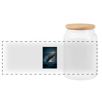 Lacune majestueuse de baleines au lever du soleil - Boîte à biscuits avec couvercle en bois - blanc - Devant