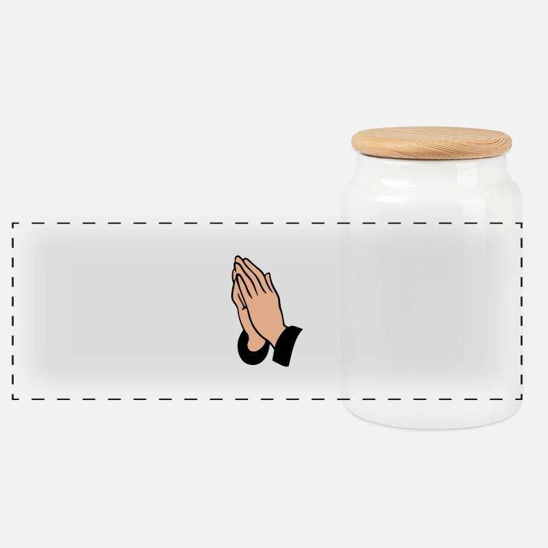 Betende Hände - Boîte à biscuits avec couvercle en bois - blanc
