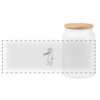 Chat de jazz - Boîte à biscuits avec couvercle en bois - blanc - Devant