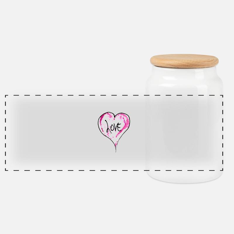 PINK LOVE - Panorama Keksdose mit Holzdeckel - Weiß