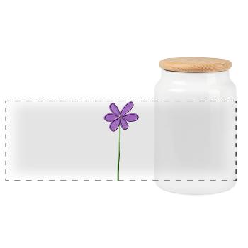 Lila Blume mit sanften Farbverlauf - Panorama Keksdose mit Holzdeckel - Weiß - Vorne