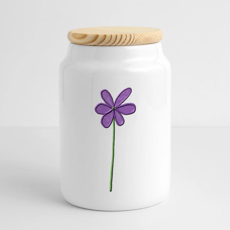 Fleur violette avec un léger dégradé Boîte à biscuits avec couvercle en bois