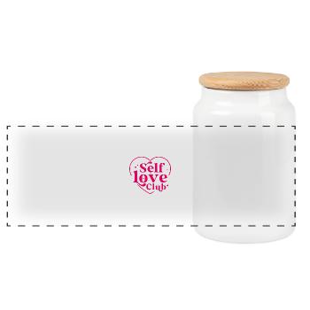 Club d’amour de soi - Boîte à biscuits avec couvercle en bois - blanc - Devant