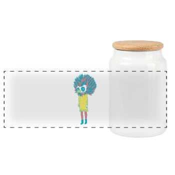 sloan bird girl - Panoramic Cookie Jar with Wooden Lid - white - Front