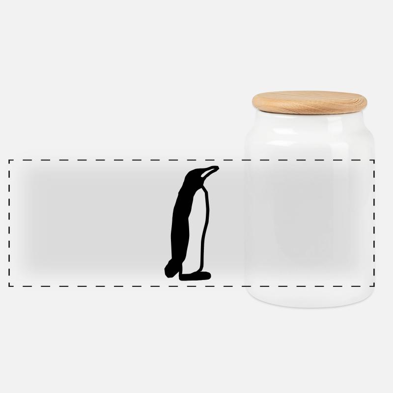 Pinguin Geschenk Geschenkidee - Panorama Keksdose mit Holzdeckel - Weiß