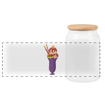 Ice cream ice cream ice cream ice cream ball ice cream sundae - Panoramic Cookie Jar with Wooden Lid - white - Front