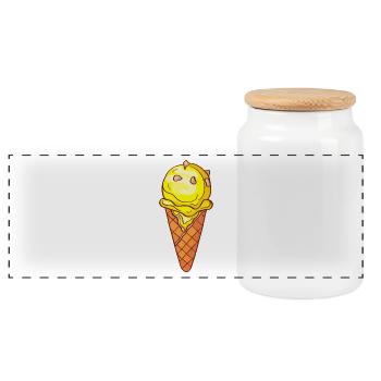 Ice cream ice cream ice cream ice cream ball ice cream sundae - Panoramic Cookie Jar with Wooden Lid - white - Front