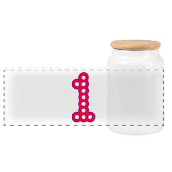 1. 1 year. 1st ANNIVERSARY. 1 YEAR ANNIVERSARY - Panoramic Cookie Jar with Wooden Lid - white - Front