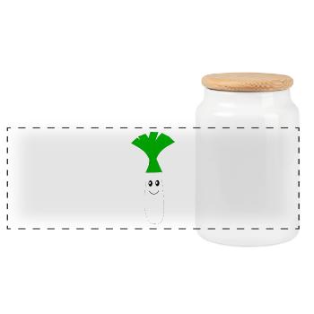 Kawaii Lauch Kawaii Früchte Kawaii Gemüse - Panorama Keksdose mit Holzdeckel - Weiß - Vorne