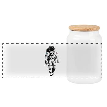 Astronaut - Profession Design Sticker - Panoramic Cookie Jar with Wooden Lid - white - Front