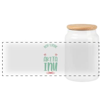 J’aime mon Akita Inu - Boîte à biscuits avec couvercle en bois - blanc - Devant