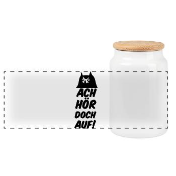 Ach hör doch auf Eule Fun lustig Sprüche Geschenk - Panorama Keksdose mit Holzdeckel - Weiß - Vorne