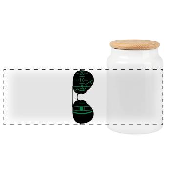 pilot glasses - Panoramic Cookie Jar with Wooden Lid - white - Front