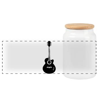 Gitarre - Panorama Keksdose mit Holzdeckel - Weiß - Vorne
