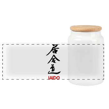 Iaido-Kunst, das Schwert zu ziehen - Panorama Keksdose mit Holzdeckel - Weiß - Vorne