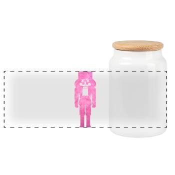Nutcracker Plush Fluffy Christmas Pink Cool - Panoramic Cookie Jar with Wooden Lid - white - Front