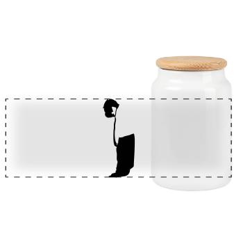Child - Panoramic Cookie Jar with Wooden Lid - white - Front