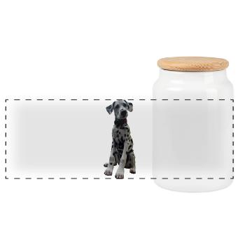 Dalmatian Puppy Pattern Contrast - Panoramic Cookie Jar with Wooden Lid - white - Front