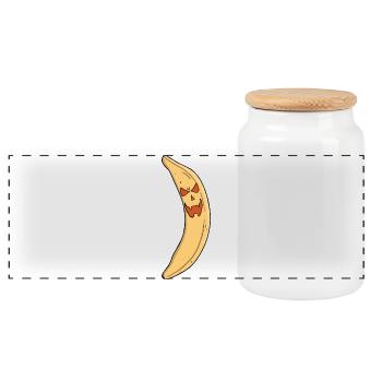 Bananen-Kürbis-Laterne - Panorama Keksdose mit Holzdeckel - Weiß - Vorne