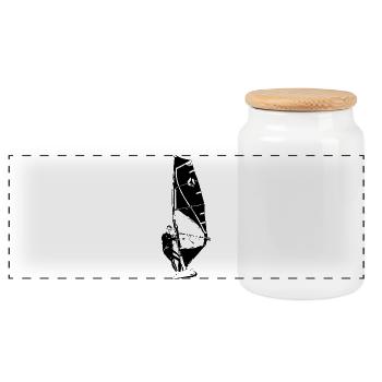 Windsurfing - Panoramic Cookie Jar with Wooden Lid - white - Front