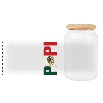 Mexico Pride Flag Eagle Vintage Look - Panoramic Cookie Jar with Wooden Lid - white - Front