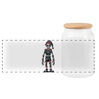 Creepy Christmas Zombie Skeleton Gnome Gothic - Panoramic Cookie Jar with Wooden Lid - white - Front