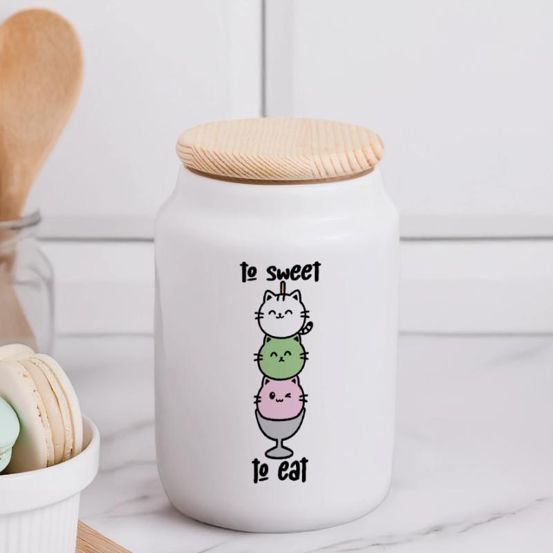 Katzen-Turm Eiscreme Stack Panorama Keksdose mit Holzdeckel