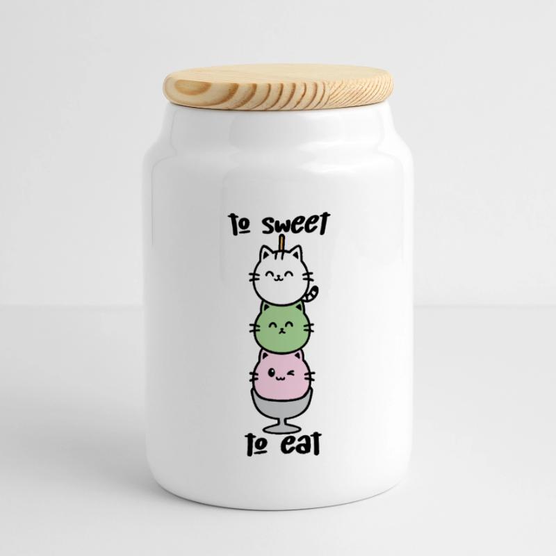 Katzen-Turm Eiscreme Stack Panorama Keksdose mit Holzdeckel