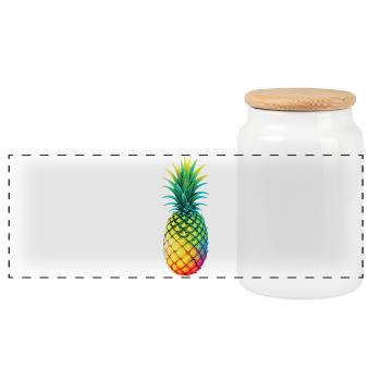 Rainbow Pineapple Illustration - Panoramic Cookie Jar with Wooden Lid - white - Front