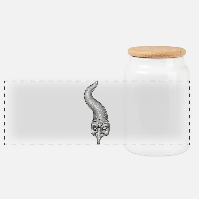 Corne napolitaine ornée de strass - Boîte à biscuits avec couvercle en bois - blanc