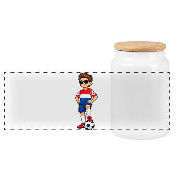 Soccer Boy Croatia Fan Croatian Flag - Panoramic Cookie Jar with Wooden Lid - white - Front
