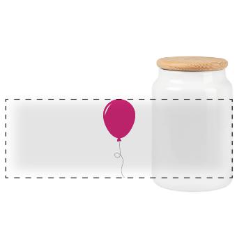 Ballon - Panorama Keksdose mit Holzdeckel - Weiß - Vorne