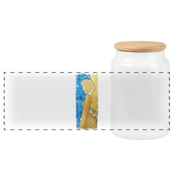 Ange de l’Univers - Sonja von Staden - Boîte à biscuits avec couvercle en bois - blanc - Devant