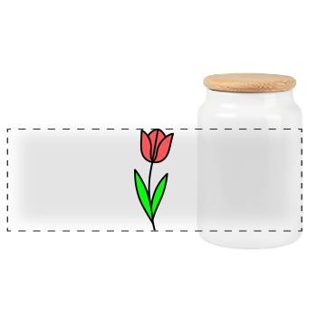 Tulip Flower Blossom Comic - Panoramic Cookie Jar with Wooden Lid - white - Front