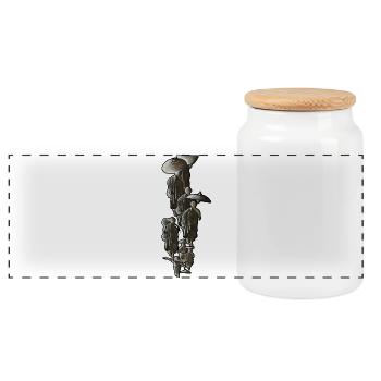 Geisha silhouettes with umbrellas - Panoramic Cookie Jar with Wooden Lid - white - Front