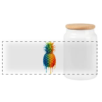 Pineapple with a colourful gradient - Panoramic Cookie Jar with Wooden Lid - white - Front