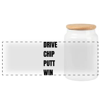 Golf Drive Chip Putt Win - Panorama Keksdose mit Holzdeckel - Weiß - Vorne