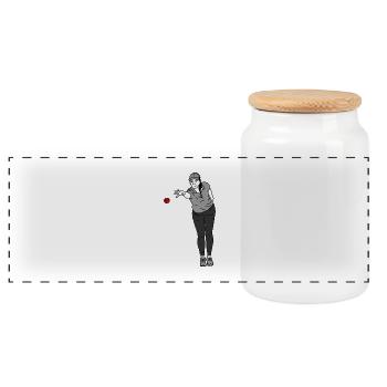 Joueur de pétanque - Boîte à biscuits avec couvercle en bois - blanc - Devant