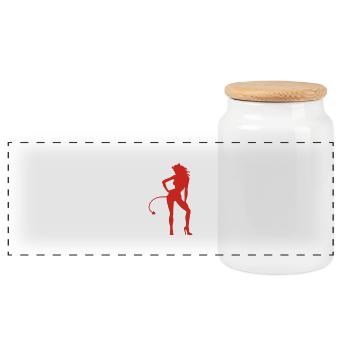 Devil - Diable - Boîte à biscuits avec couvercle en bois - blanc - Devant